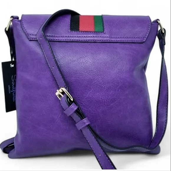 Purple Bee striped Crossbody Purse - Picture 2 of 8